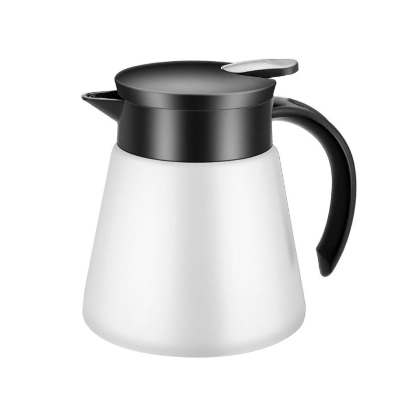 680/880Ml Rvs Dubbelwandige Thermoskan Geïsoleerde Koffie Pot Thermos Melk Thee Water Waterkoker: White 680ml