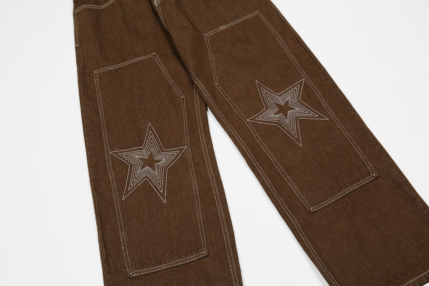 Pantalones vaqueros de estilo hip hop para hombre, Jeans con bordado de estrella de cinco puntas, Jeans lavados Vintage, pantalones vaqueros holgados de , Jeans de Rap de talla grande