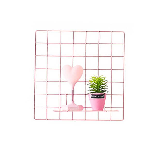 35x35cm Iron Lattice Photo Display Rack Frame Mesh Shelf Hanging Wall Decoration