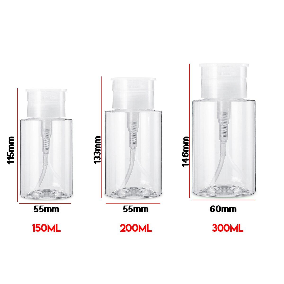 300ml 200ml 150ml druk make-up remover doorzichtig pp lege fles druk pomp reis dispenser toner emulsie water vloeistof fles
