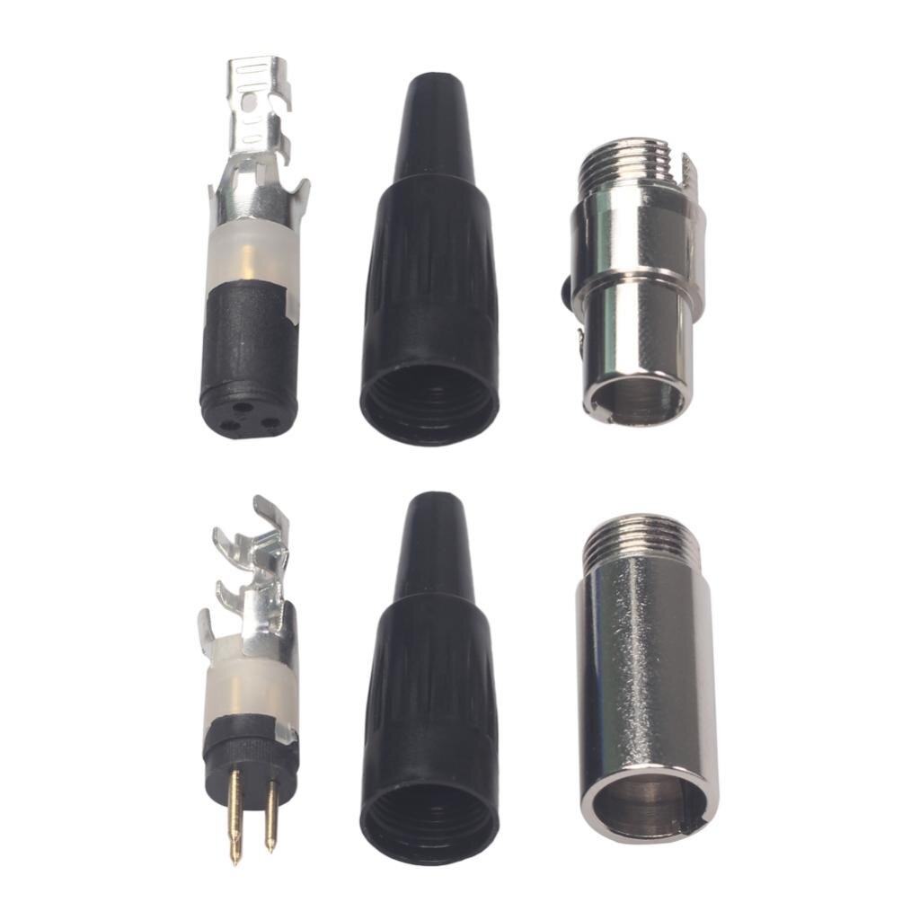 Mini 3 Pin XLR Female Cable Connector For Microphones Black And Sliver