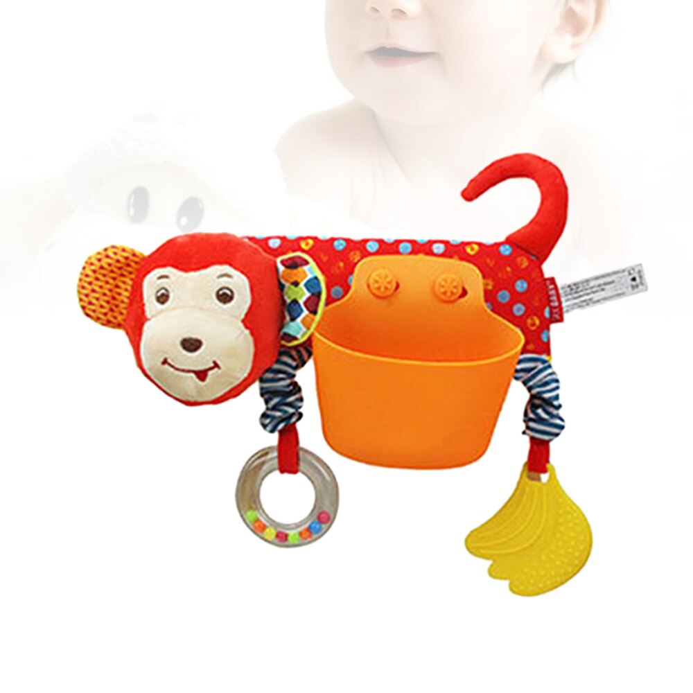 Born Baby Crib Educational Wrap Around Rattle Teether Storage Pocket for Baby(Monkey Pattern)