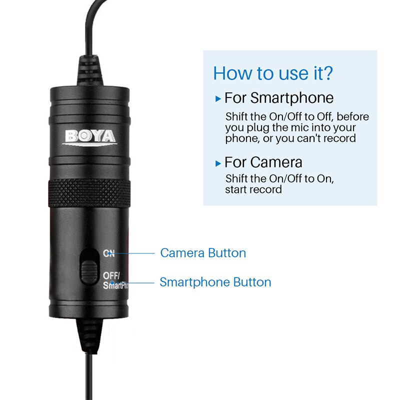 BOYA BY-M1 Lavalier Audio Microphone микрофон для видео Camcorder Wired Microfone for DSLR Video Recorder Interview