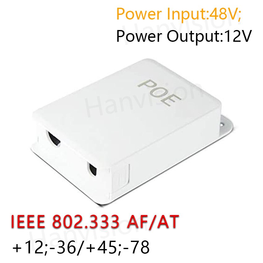 Actieve Waterdicht Poe Power Over Ethernet Splitter Adapter 48V Naar 12V, ieee 802.3af Compliant 10/100Mbps Poe Splitter Met 12V