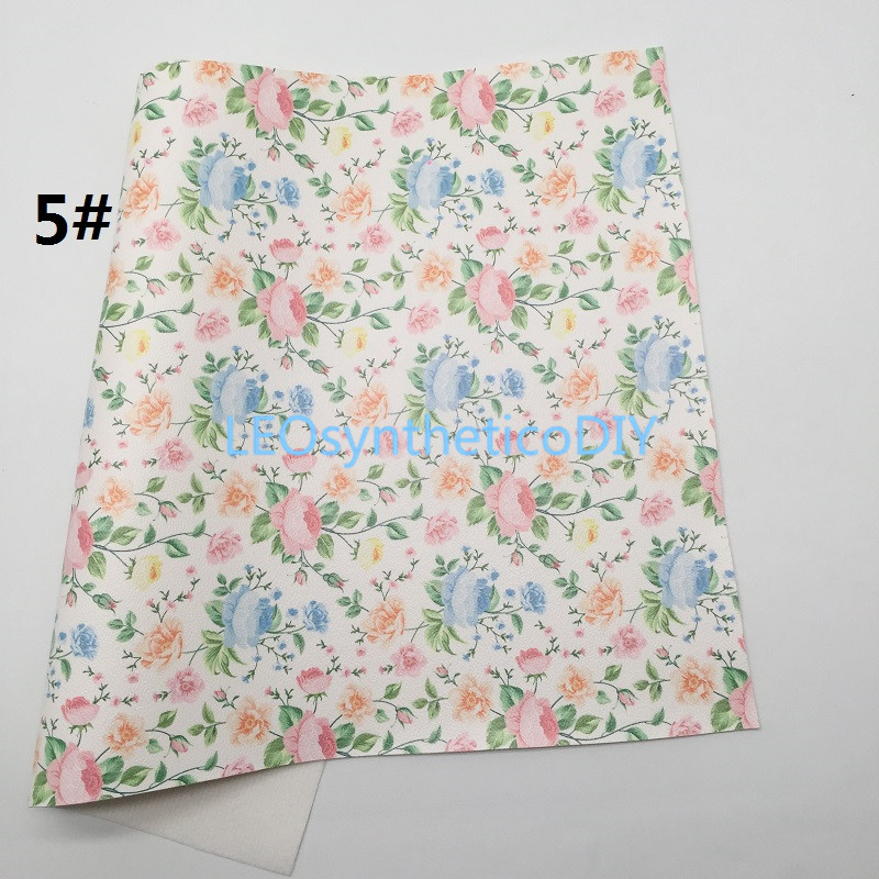 1 Pc 21X29CM Bloemen Gedrukt Faux Leer Stof, Synthetisch Leer Stof Lakens, Leer Voor Maken Bows Leosyntheticodiy T413: 5