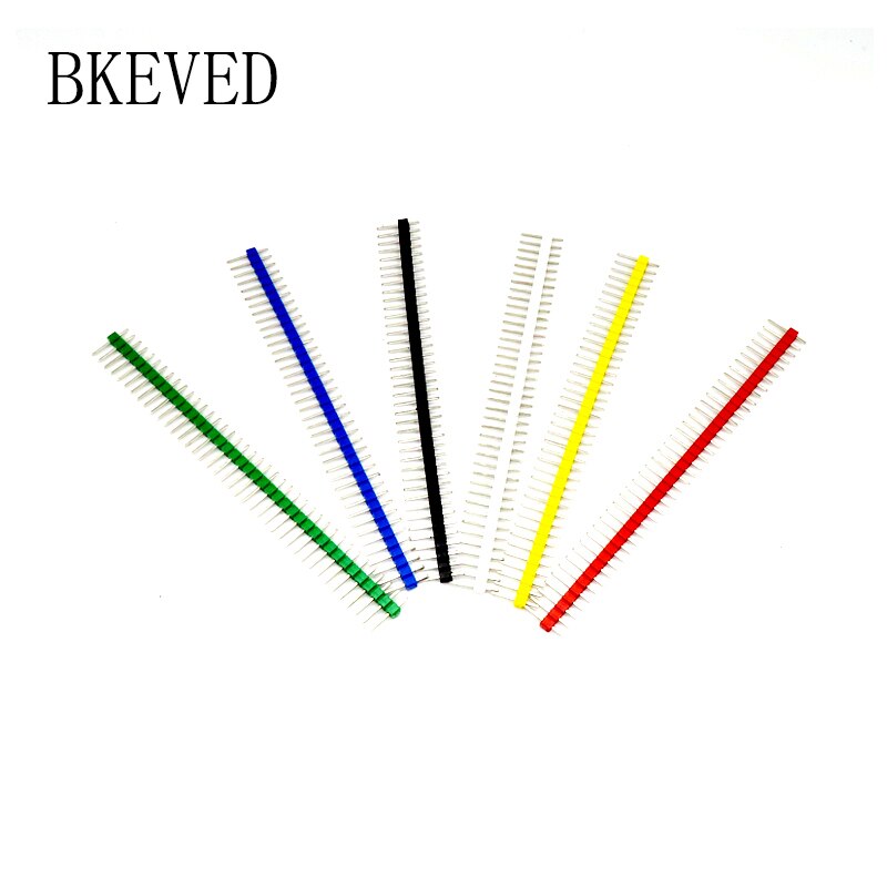 20pcs 40Pin 1x40 2.54mm color single row male fragile pin header connector board black blue white yellow green red single row