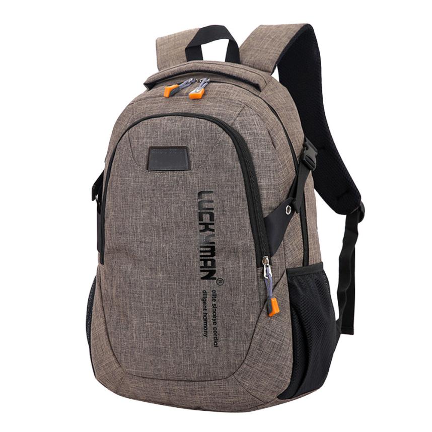 waterproof Backpacks school bags casual canvas Travel Unisex laptop student school bag anti theft backpack mochila: brown