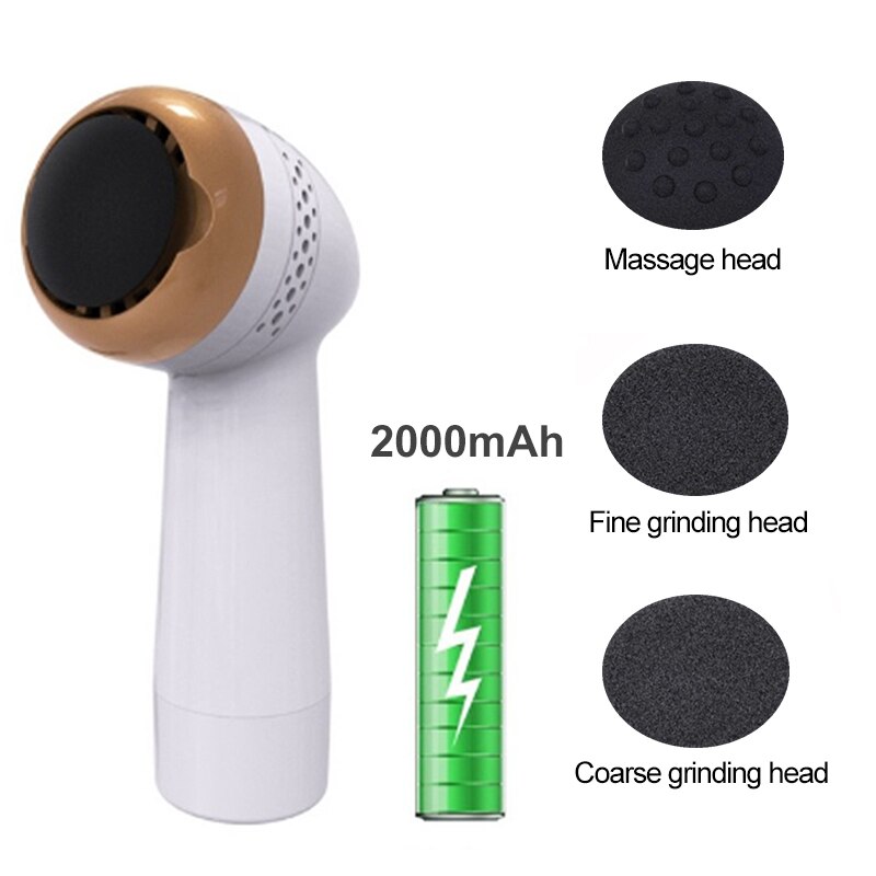 Electronic Foot File Rechargeable Vacuum Adsorption Pedicure Machine Multifunction Electric Remove Calluses Foot Care Tool: golden2000mAh