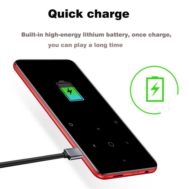 Bluetooth 4.1 Touch Button MP4 Music Player Bulit-in Speaker 8G/16G with FM Radio/Recording Portable Slim Lossless Sound Walkman