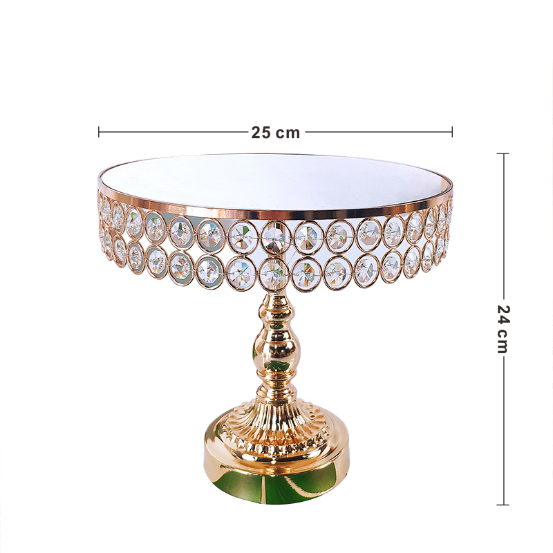 Goud Acryl Spiegel Metalen Cake Stand Ronde Bruiloft Verjaardag Party Dessert Cupcake Voetstuk Display Plaat Home Decor: 25CM