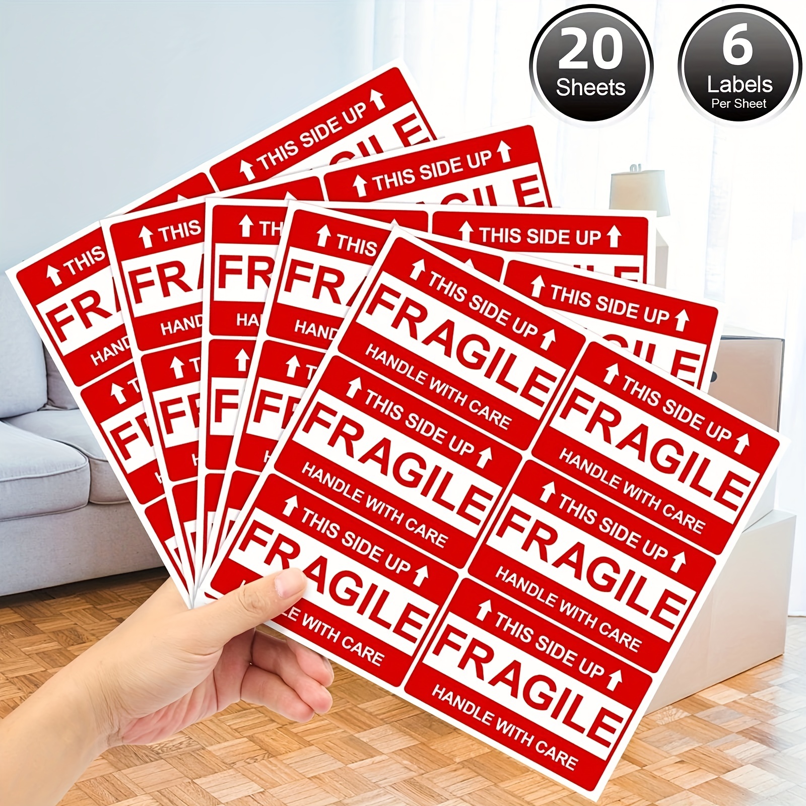 120 pièces autocollants fragiles, étiquettes fragiles adhésives fortes, autocollants de manipulation soignée pour le transport, autocollants fragiles pour