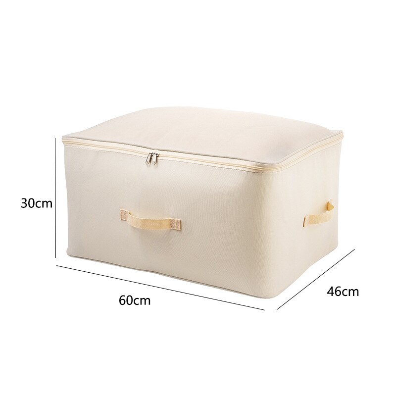 Oxford cloth Clothes Quilt Storage Bag 62L 82L Folding Wardrobe Organizer for Clothing Pillow Blanket Washable Clothes Organizer: Standard Beige