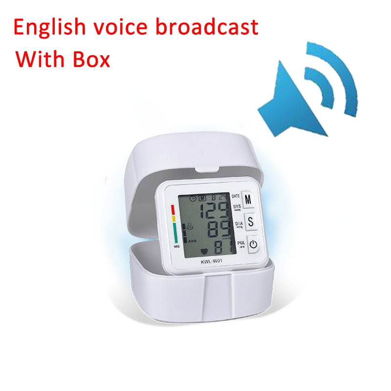 Blodtryksmåler automatisk stemme håndled digital blodtryksmåler tonometer meter håndled lcd display: Engelsk stemme