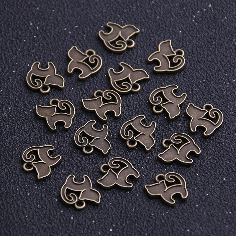 30PCS 13*13mm Product Two Color Small Cat Charms Animal Pendant Jewelry Metal Alloy Jewelry Marking