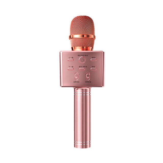 Wireless bluetooth karaoke microphone micro mic for singing home phone mobile cell children kids blutooth condenser karoke child: Rose