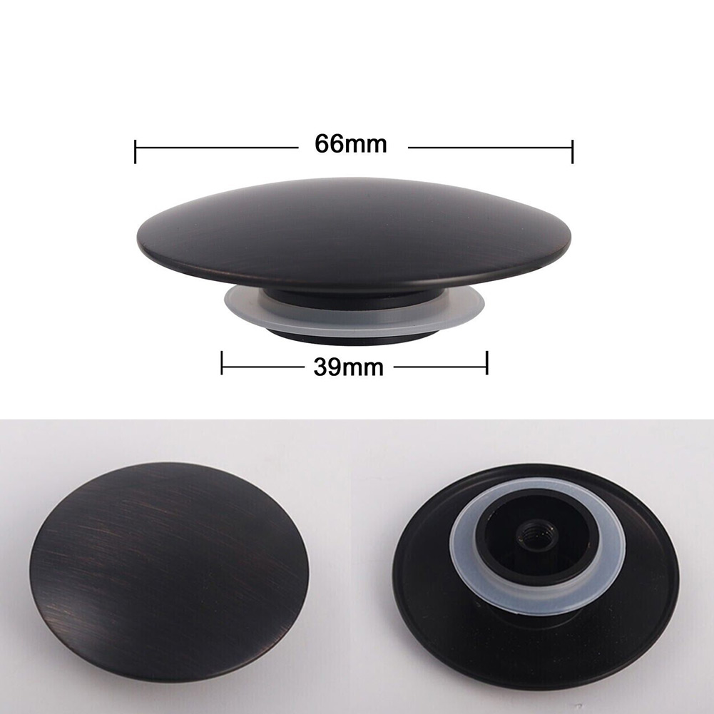Waschbecken-Abflussstopfen, Pop-hoch, 66 mm, für Waschbecken, Druckknopf, mattschwarz, Ersatzfilter für Küche, Badezimmer, Waschbecken, Badewannen