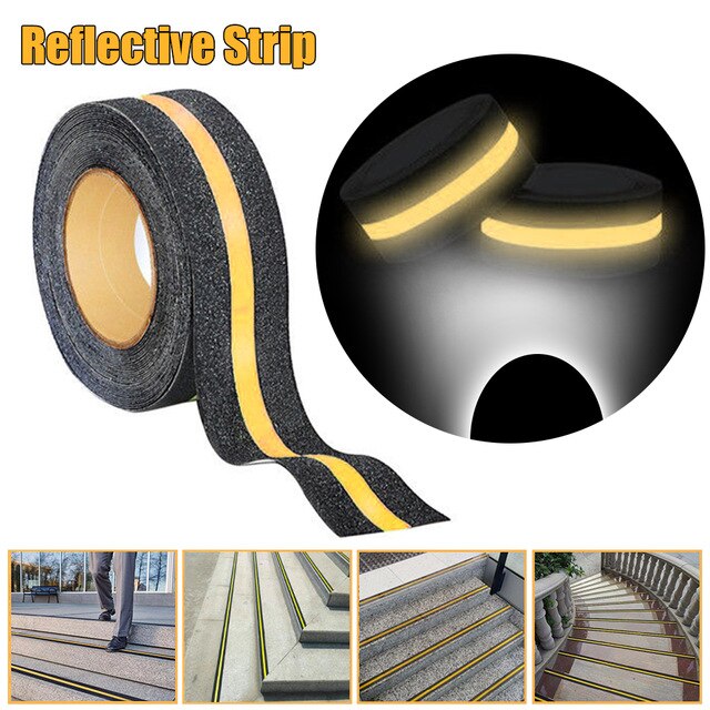 5M Floor Safety Luminous Strip Reflective Strip Non Skid Tape Adhesive Anti Slip Adhesive Stickers High Grip Glow Stickers Home: Yellow