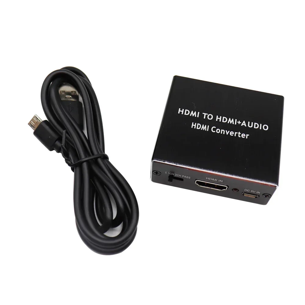4K 2K Video Extractor HDMI-compatibel met 3,5 MM Audio Converter SPDIF Optische TOSLINK Stereo Out Splitter Adapter: Black