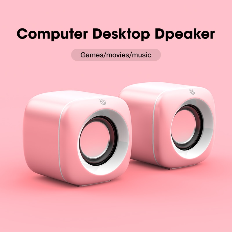 USB Wired Computer Speakers Pink Laptop Speaker Subwoofer Deep Bass Sound Box Music Player Loudspeaker Haut-parleurs Cute Column