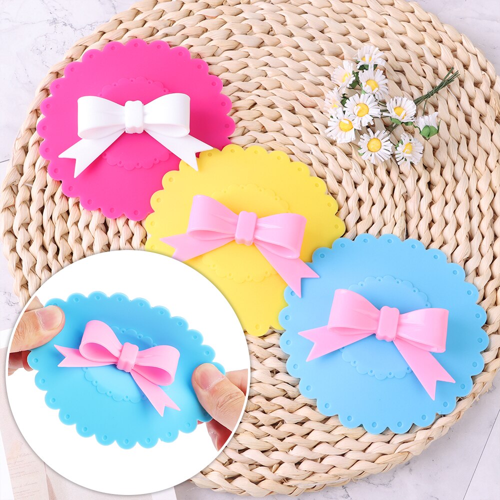 1 PC Silicone Cup Lid Bowknot Lace Sealed Anti-Dust For Tea Coffee Cup Cover Drink Ware Parts Cute Reusable Fashionable