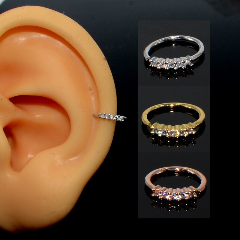 3 pièces Piercing nez bijoux de corps Cz nez cerceau narine zircone nez anneau minuscule fleur hélice Cartilage Piercing bijoux 20G: 5 Zirconia / Rose Gold