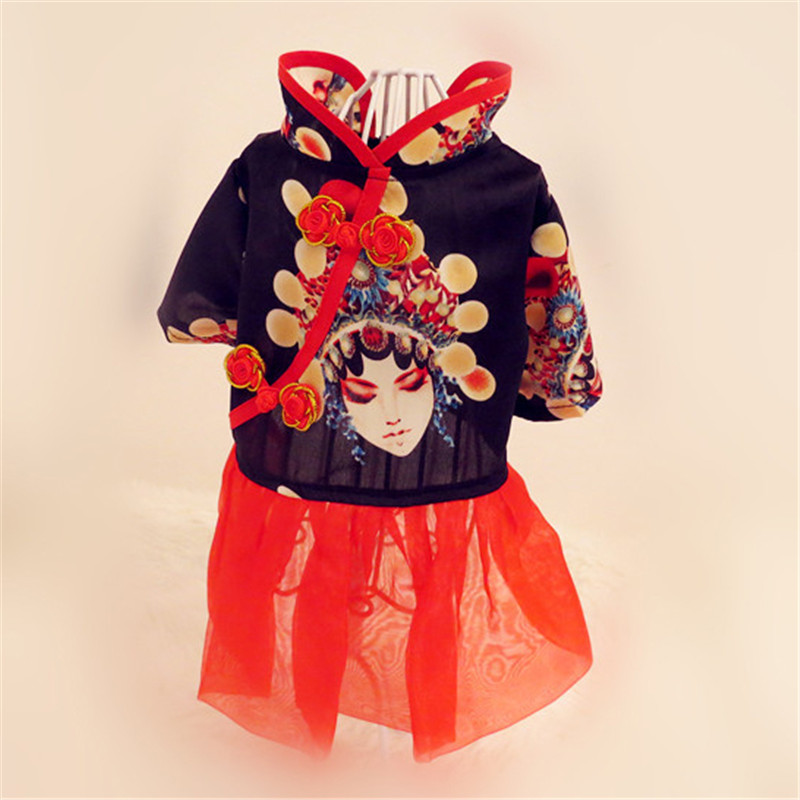 Chinese Stijl Honden Jurken Peking Opera Kant Bruiloft Prinses Rok Voor Huisdieren Feestjurk Tutu Katten Hond Shirts Kleding Roupa huisdier: Rood / M