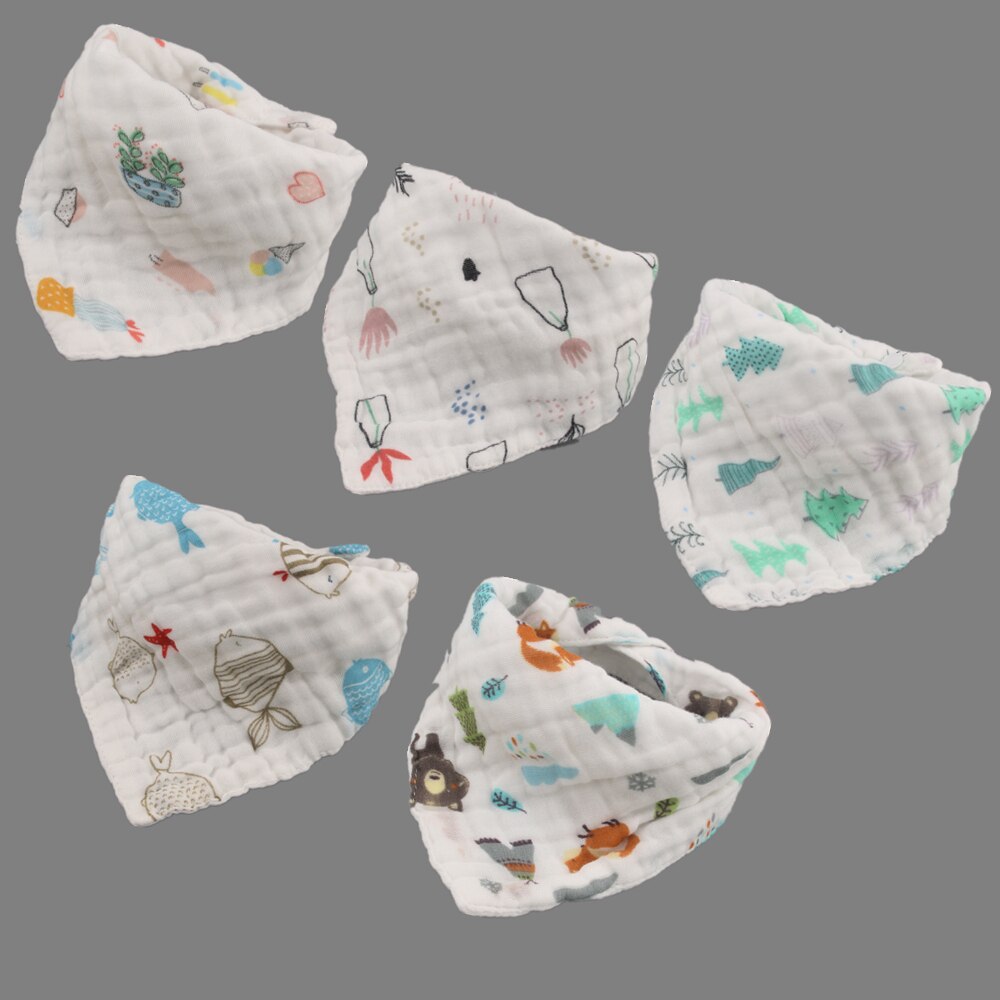 5 Stuks/partij Baby Slabbetjes Meisjes Jongens Baby Doek Cartoon Afdrukken Babyvoeding Bandana Slabbetjes Katoenen Garen Bebe Accessoire Baby Als