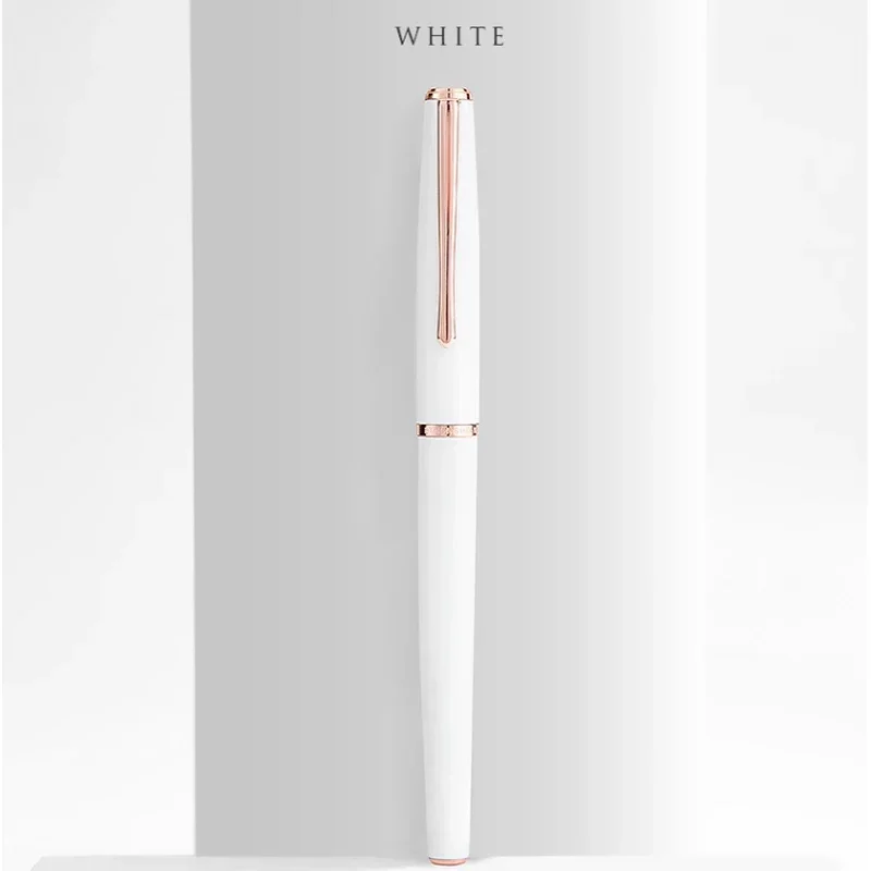 Hongdian 920 Pluma Estilográfica - Diseño Metálico Retro - Escritura Fluida - Ideal Estudiantes y Negocios: Blanco