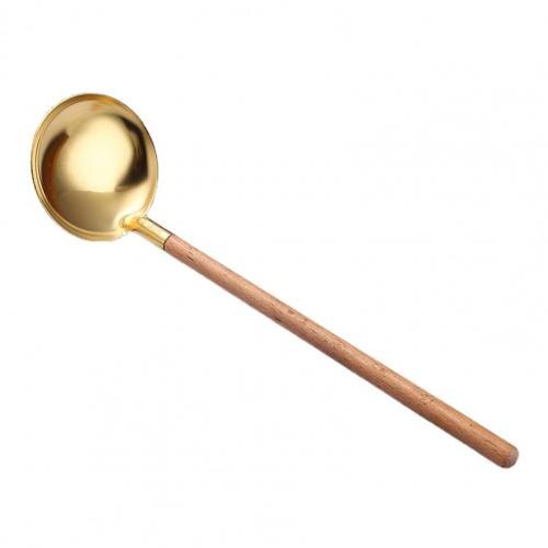 Fancy Soup Spoon Japanese Style Strainer Scoop Heat-resistant Easy Clean Portable Cooking Soup Spoon: Golden / 2