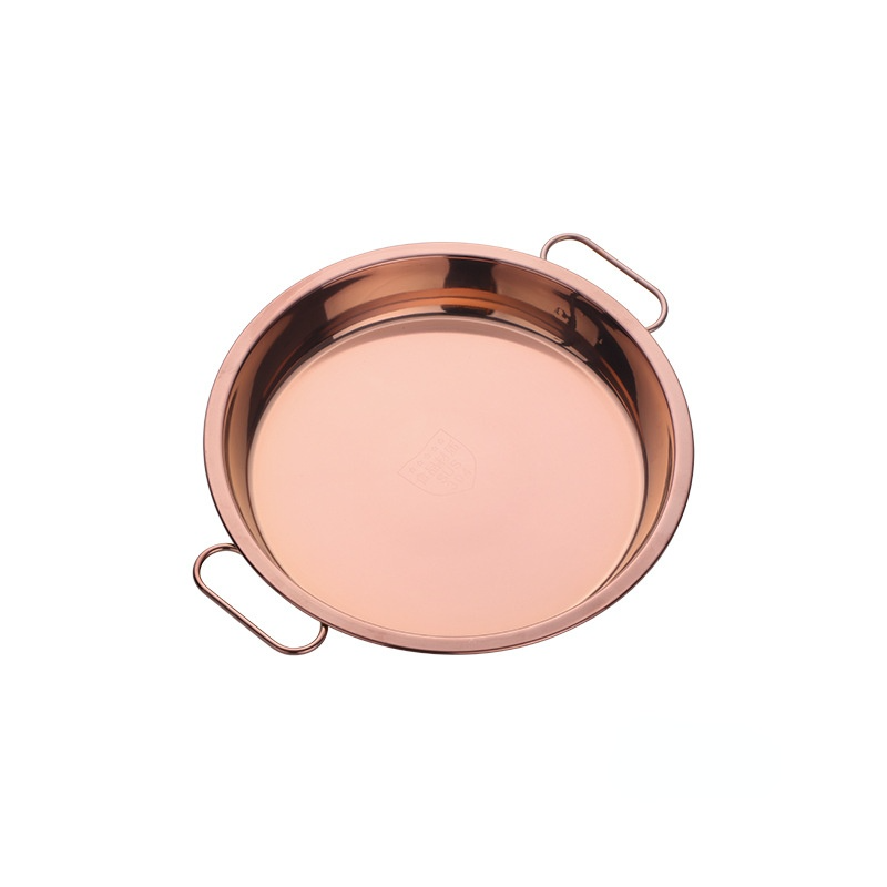 304 Stainless Steel Plate Color Plate Disc with Handle Steam Plate Stainless Steel Liangpi Plate Kithchenware: S Rose Gold