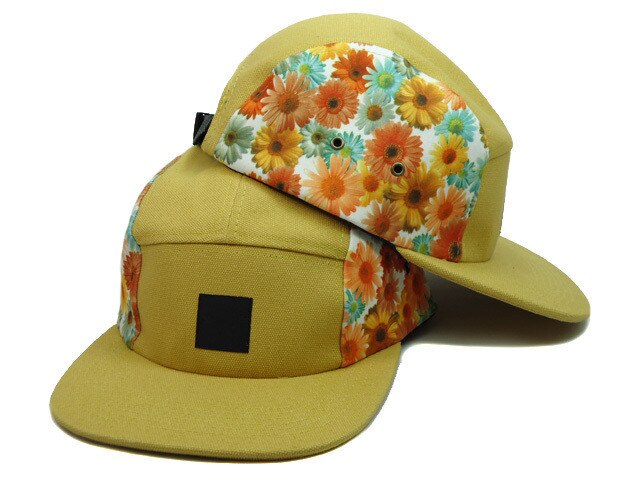 lässig Neue klassische blumen 5 Tafel Hütte strapback gorras knochen Baseball kappe für männer frauen hysterese fünf Tafel kappen: Gelb