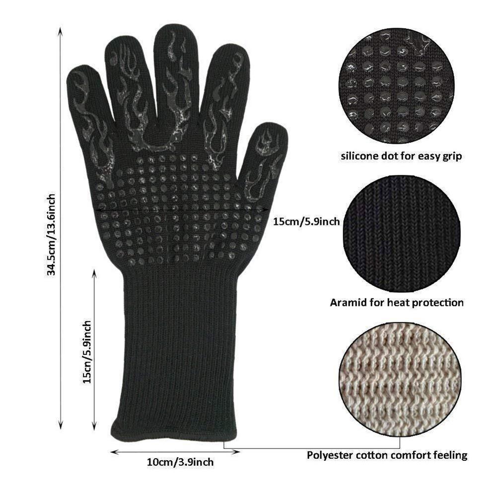 Guantes resistentes al calor para barbacoa, manoplas de silicona antideslizantes para cocinar, hornear, asar al horno, accesorios ignífugos para barbacoa, 1 unidad