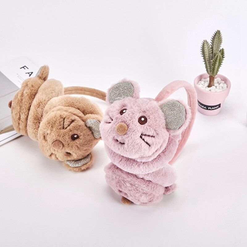 Orejeras de invierno para niños con lindo ratón accesorios para niños nuevos auriculares de de piel sintética orejeras de invierno