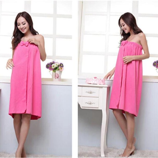 Effen Kleur Microfiber Badhanddoek Set Mode Boog Wraped Borst Bad Rok Met Douche Cap Absorberende Badjas Handdoeken Thuis Textiel