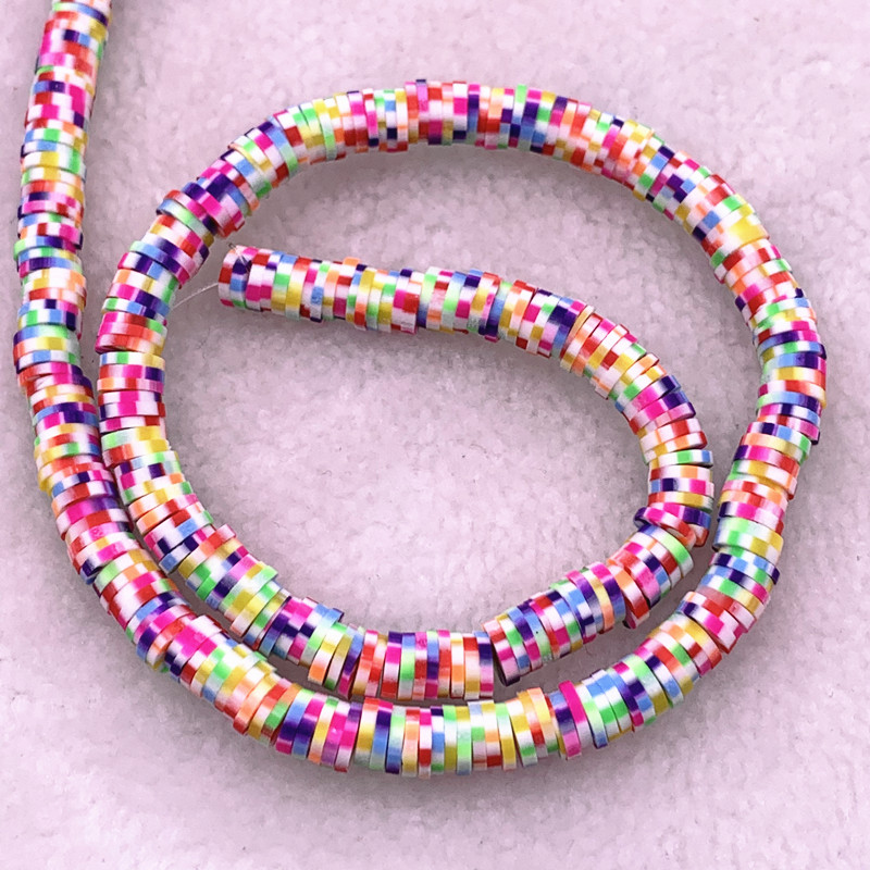 6mm Flat Round Handmade Polymer Clay Beads Spacers Loose Disc Bead for Jewelry Making Findings DIY