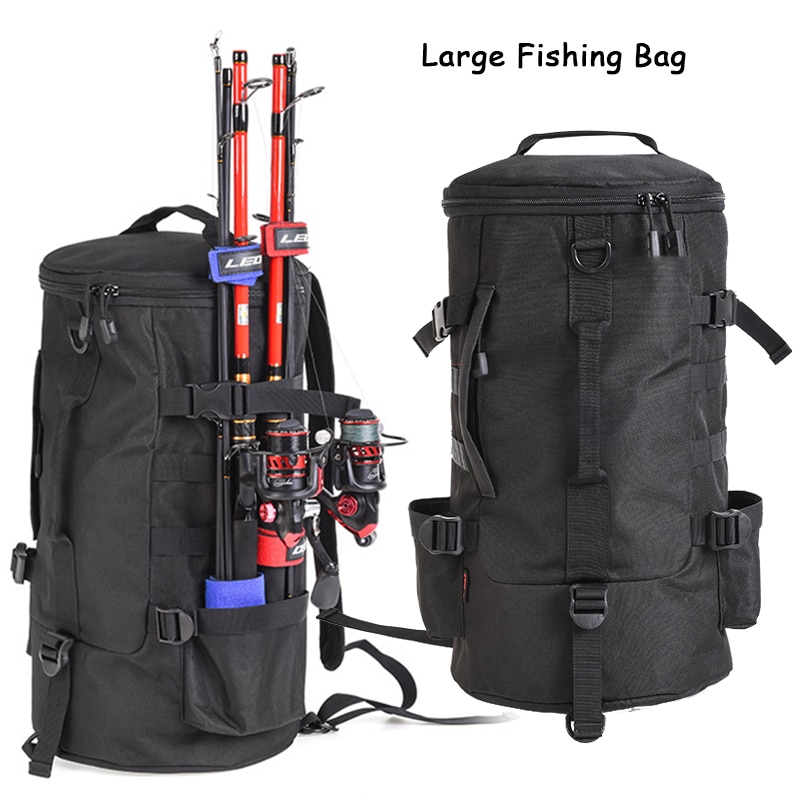 23L bolsas de gran capacidad para aparejos de pesca, estuche para caña de pescar multifuncional al aire libre, herramientas de aparejos de pesca, mochila de almacenamiento