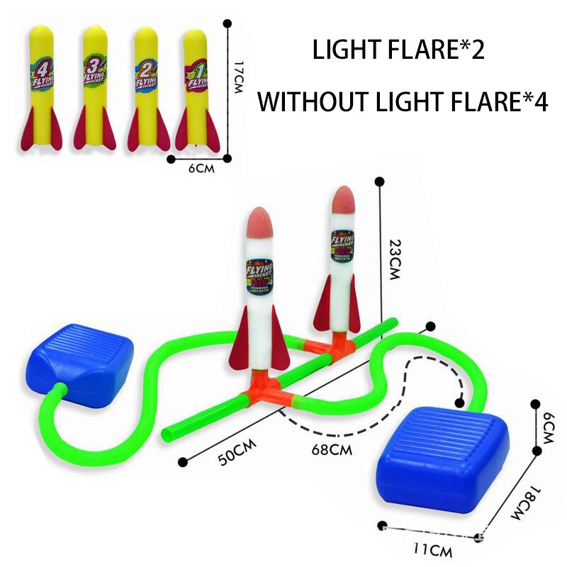 Children&#39;s Rocket Launcher Pneumatic Pedal Launch Rocket ToyOutdoor Flash Light Interactive Toy Birthday GiftChildren Sports Toy: Double light rocket