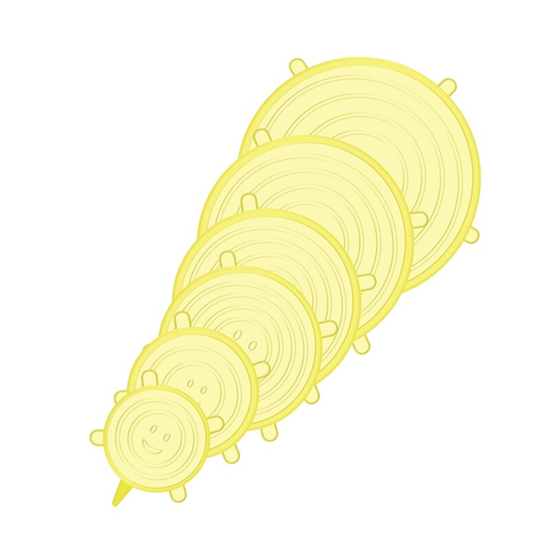 6 Stks/set Aanpasbaar Silicone Stretch Deksels Ronde Vierkante Covers Herbruikbare Voedsel Wrap Covers Afdichting Kom Voor Houden Voedsel Verse Kitchentool: Yellow Round
