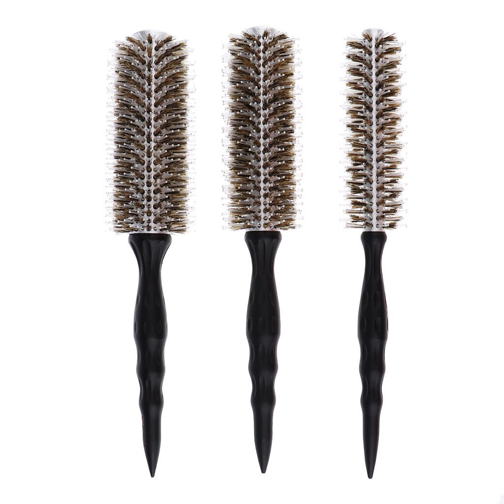 Round Brush with Natural Bristles, Small Volumizing Hair Brush for Hair Styling,Wet Hair Blow Drying