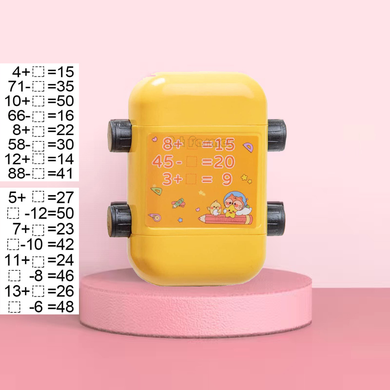 Double-head Math Practice Number Rolling Stamp Addition Subtraction Question Stamp Within 100 Maths Questions Digital Roller: Pink