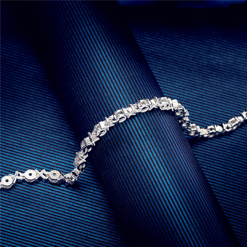DAIWUJAN Simple Stylish 925 Sterling Silver XO Letter Chain Charm Bracelets &amp; Bangles For Women Girls Wedding Party Jewelry