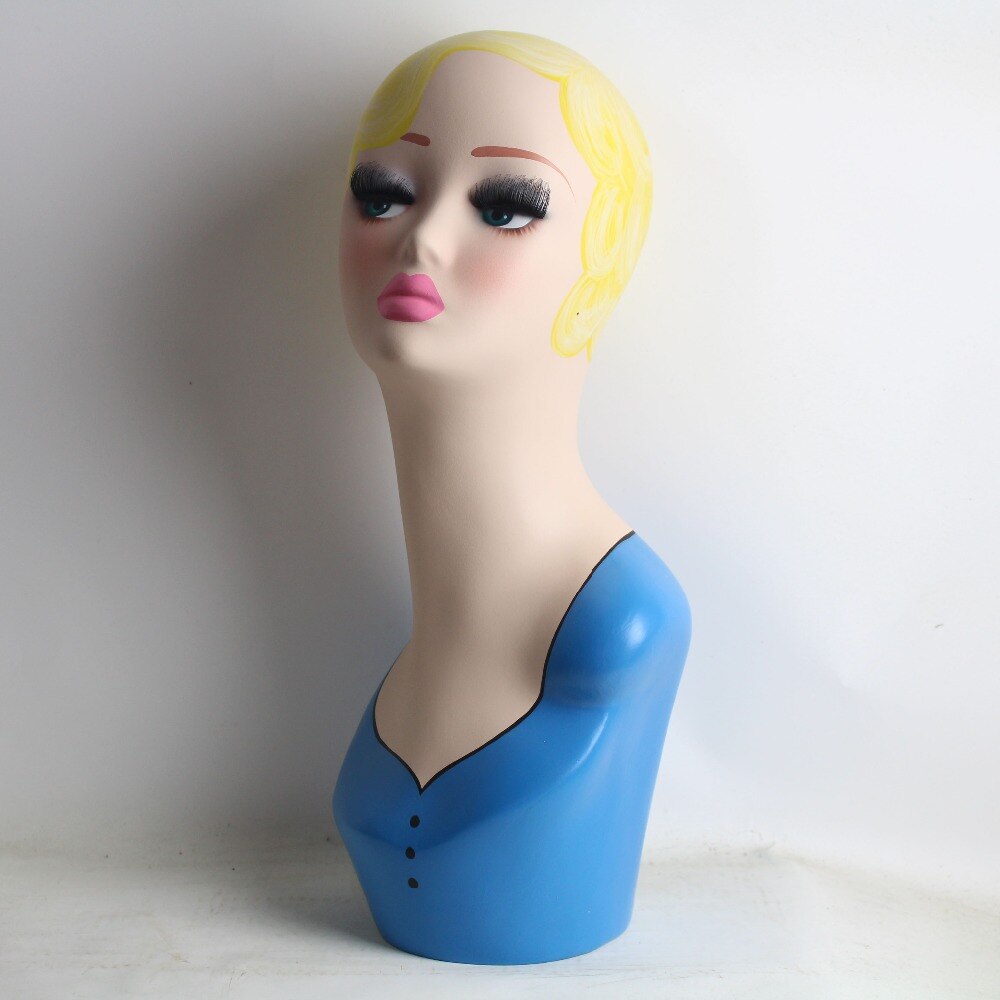 Fiberglass Vintage Female Hand-painted Mannequin Head