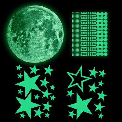 Pegatinas luminosas de Luna y estrellas para decoración del hogar, adhesivos de pared que brillan en la oscuridad para habitación de niños, dormitorio, techo, 435 unids/set por juego: 435pcs
