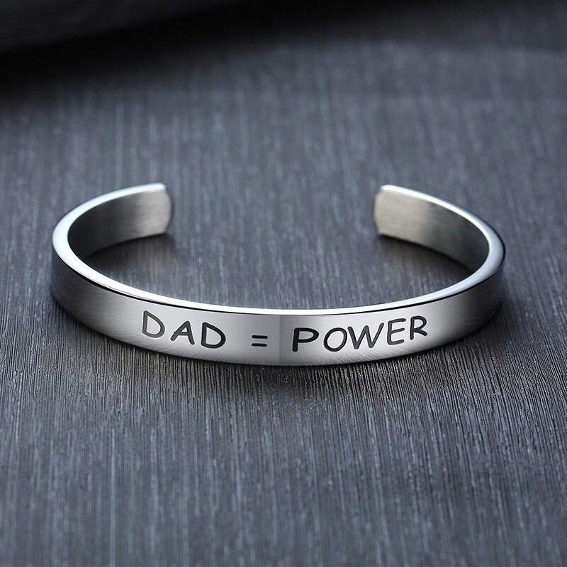 Vader = Power I Love U Papa Manchet Armbanden Armbanden Zilver Kleur Rvs Pulsera Masculina Liefde Cadeaus Voor Vader