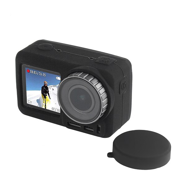 PULUZ-funda protectora de silicona con lente para DJI Osmo Action, funda suave: Black