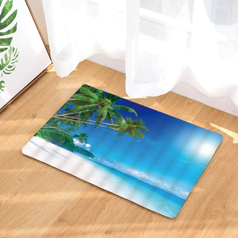 45*75CM Mediterranean Ocean Beach Style Bathroom Carpet Bath Mat Set 3D Printed Bathroom Floor Carpet Toilet Rugs WC Doormat
