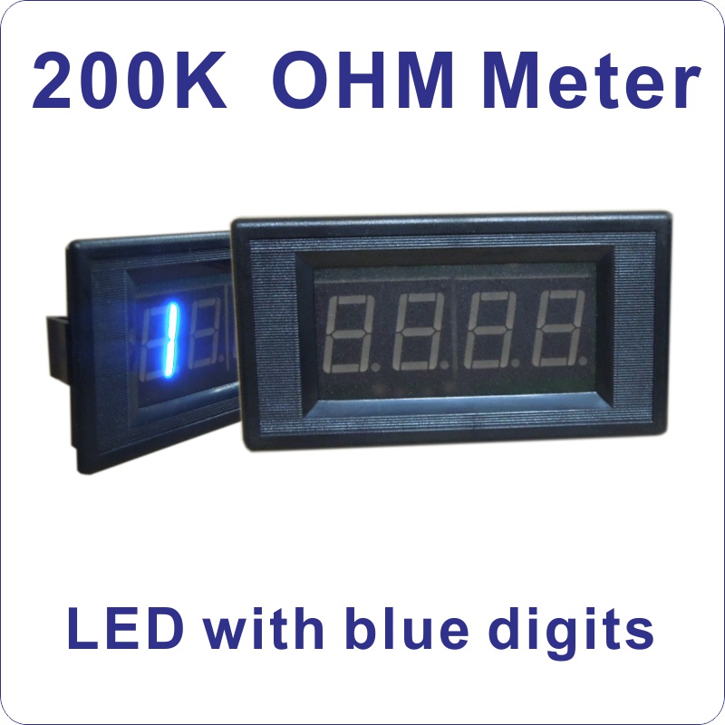 LED 3-1/2 Digital Meter 200K Ohmmeter Resistance Meter Ohm Meter Resistance Gauge Resistor Semi-closed Impedance Meter Blue