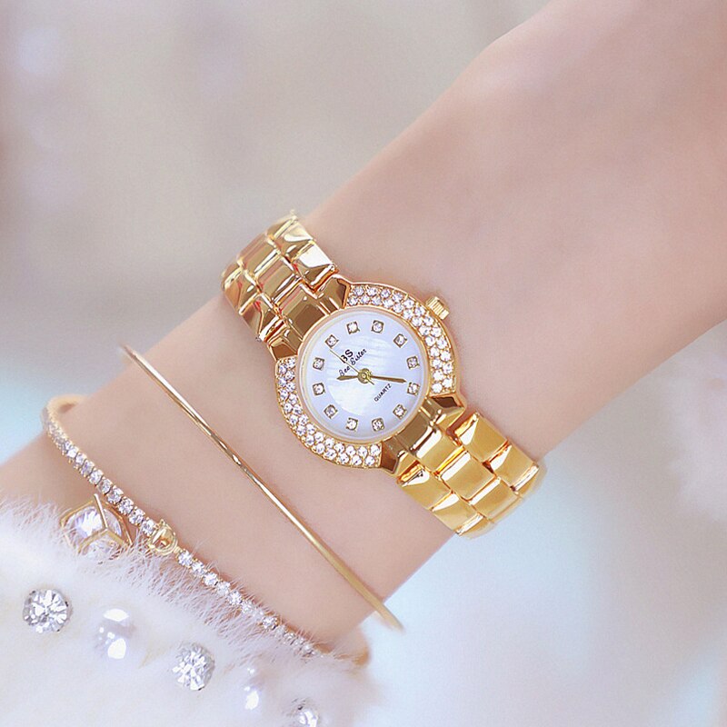 Women Luxury Brand Watch Dress Silver Gold Women Wrist Watch Quartz Diamond Ladies Watches Female Clock Bayan Kol Saati: gold