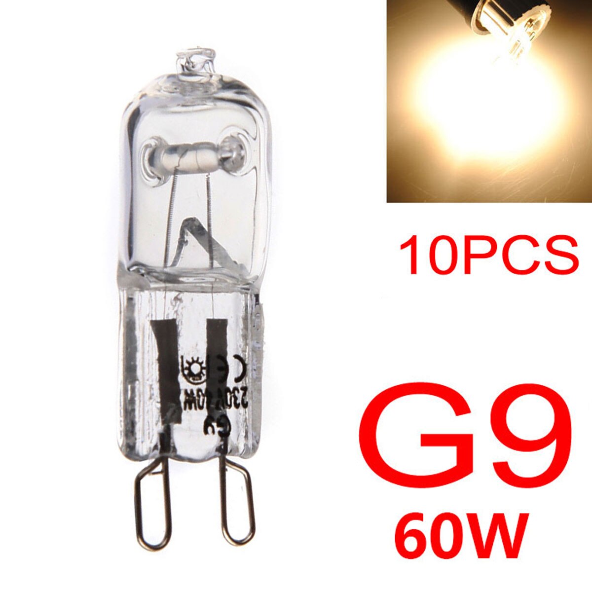 10Pcs G9 Halogeen Lampen 230-240V 25W/ 40W Frosted/Transparant Capsule Case led Lampen Verlichting Warm Wit Voor Thuis Keuken: 60W Clear