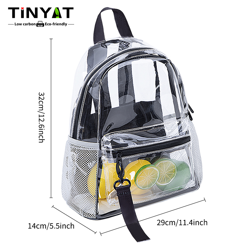 TINYAT Clear Transparent Backpack for Women, Female Cute Ita School Bag, Waterproof and Fashionable, Ideal for Sports, Concerts